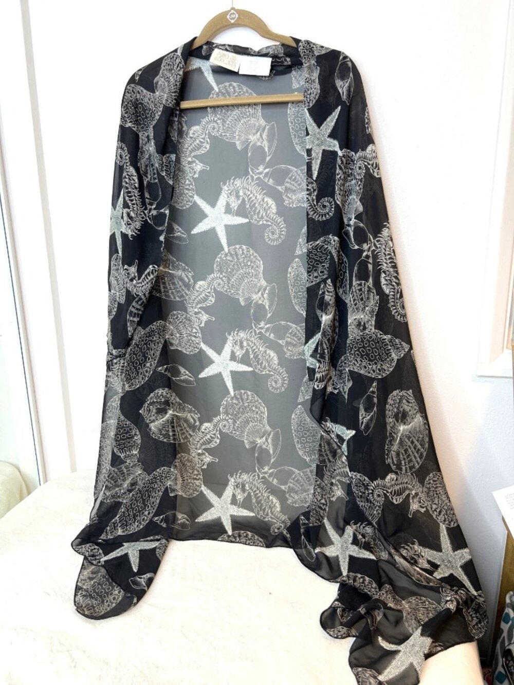 Sand Dollars Sheer Swim Wrap One Size Vintage Seahorse Beach Shells Starfish